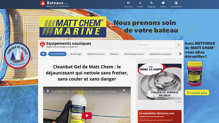 Un grand merci à Bateaux.com pour cet article sur notre Gel Déjaunissant CLEANBAT GEL ! 